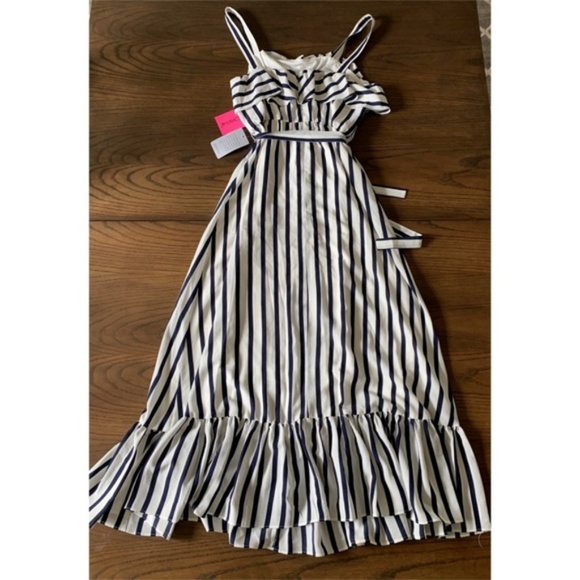 Betsey Johnson Navy Striped Ruffle Maxi Dress - Picture 3 of 4